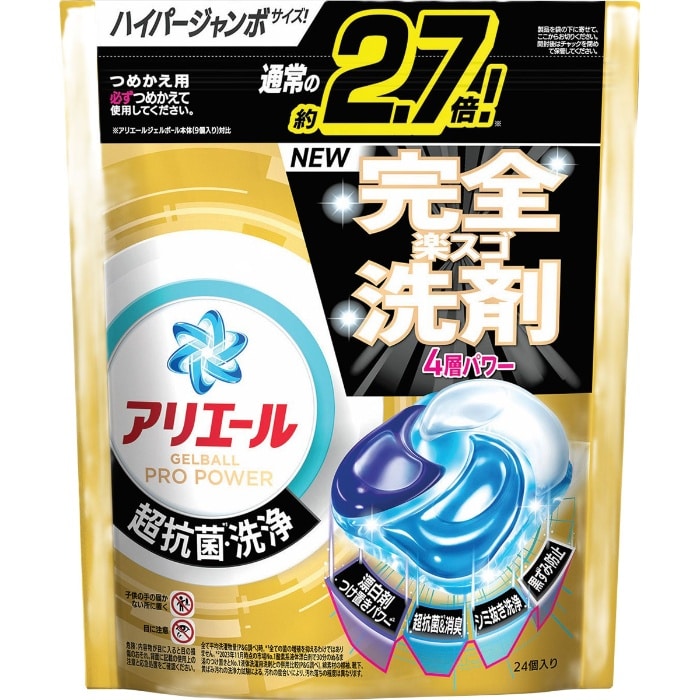 [まとめ買い]【合計6個セット】アリエールジェルボール プロ 部屋干し用・プロパワー 詰替 ハイパージャンボサイズ 3種類 各2個入