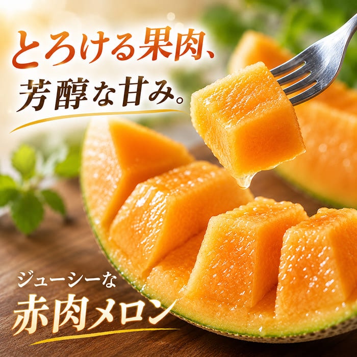 [直送商品]北海道メロン 赤肉2個 【綿半お中元】 【6/19～8/10順次お届け】