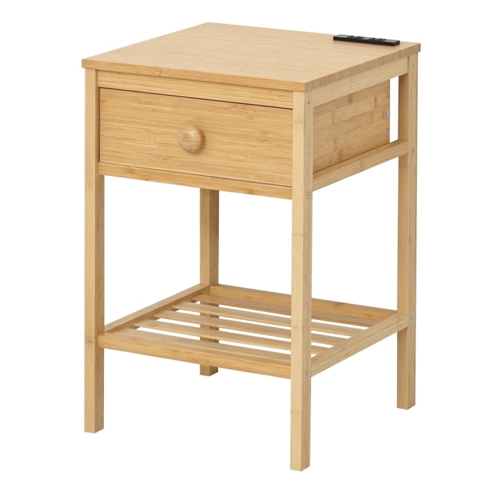 もれなくTOFFY マジックボックスが2個付いてくる！Bamboo サイドテーブル 2口コンセント付き 23561 (本州四国九州限定)