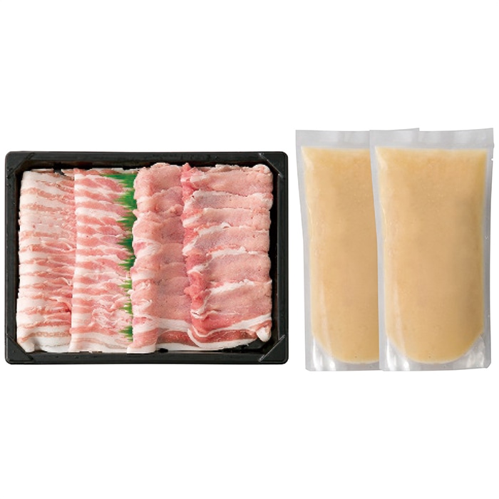 お歳暮 二反田醤油店＆千成亭風土 近江豚＆豆乳ごま鍋つゆセット [冷凍][直送商品](9813-016)