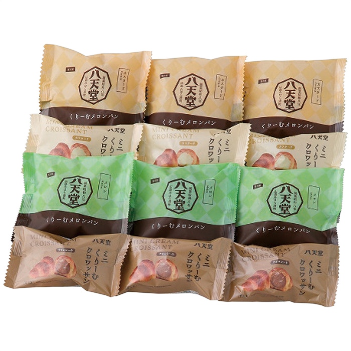 お歳暮 八天堂 ミニくりーむクロワッサン・くりーむメロンパン12個詰合せ [冷凍][直送商品](9823-029)