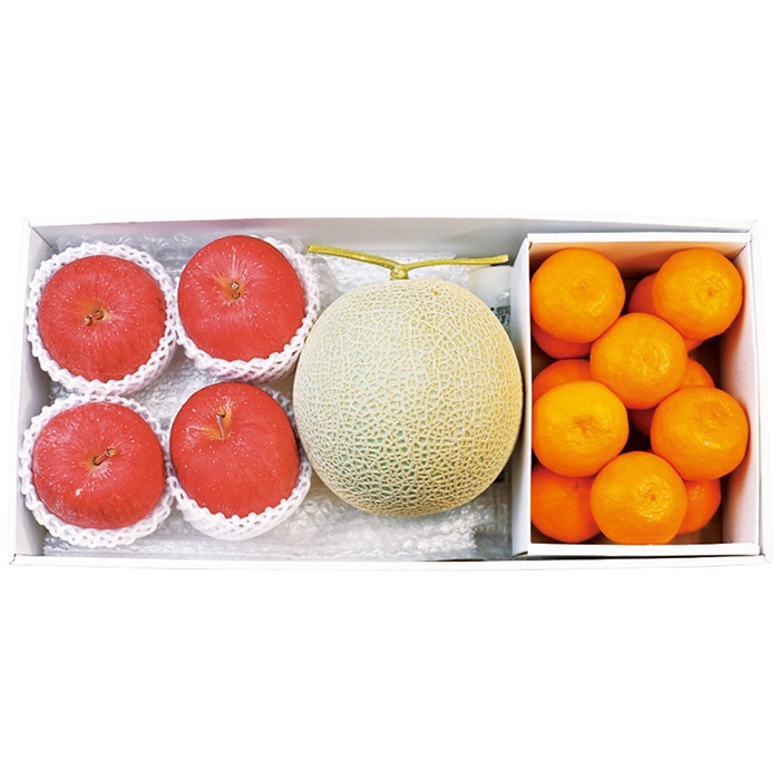 お歳暮 大阪南部合同青果 九州産 マスクメロン＆長野県産 サンフジ4玉＆和歌山県産 有田みかんセット 【12月上旬以降順次発送】 [直送商品](9832-078)