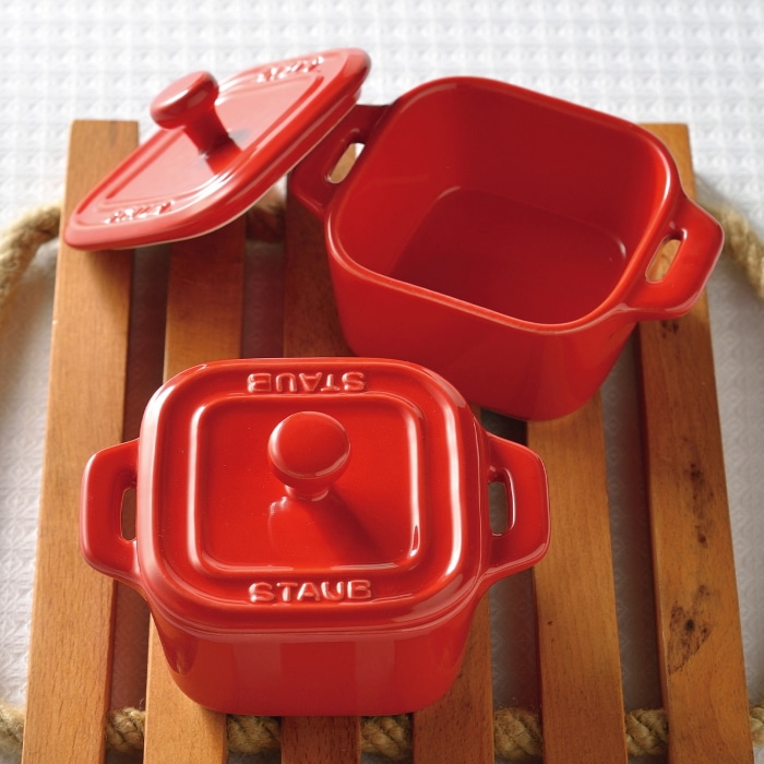 [直送商品]母の日 5/8-10お届け ストウブ スクエアココットペア チェリー 【配送指定日不可】 (1854-648)