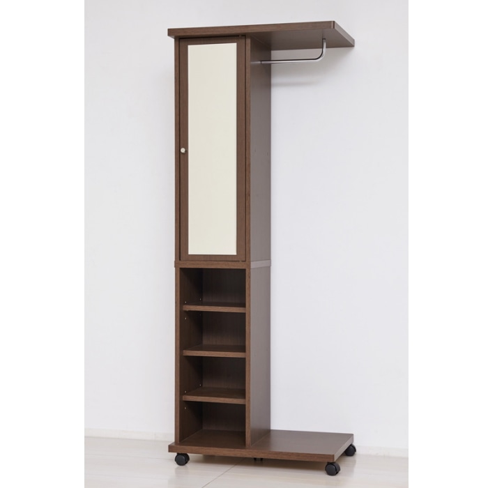 ミラー付ハンガーラック 62136 ブラウン (本州四国九州限定)