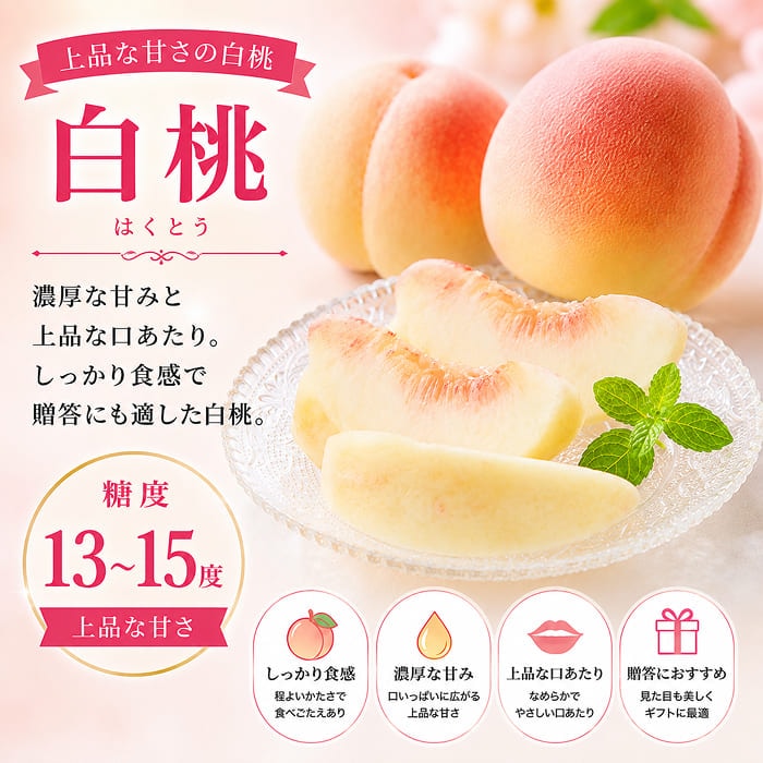 [予約直送]山梨県産 もも 特秀 白鳳・白桃等 約3kg 6～10玉 【綿半お中元】【7月より順次発送】【配送指定日不可】