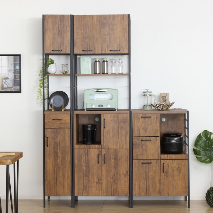 アート食器棚 60-200 23385 ヴィンテージブラウン (本州四国九州限定)