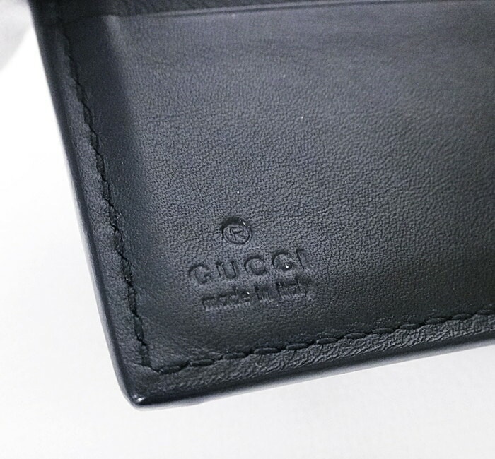 ABランク】Gucci(グッチ) カーフレザー 2つ折り財布 ブラック 368372