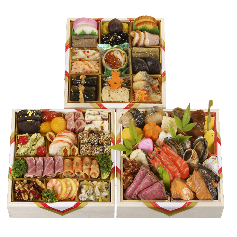 [C11]濱登久　おせち料理　和洋三段重　花の宴