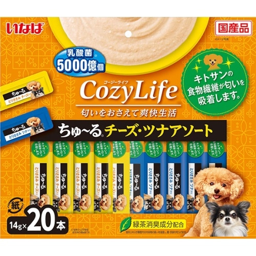 いなばペットフード Cozyライフちゅーるチーズツナアソート20本: わた