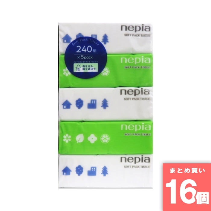 [取寄10][まとめ買い]【16個セット】ネピア ソフトパックティッシュ240W×5P [4901121635088]