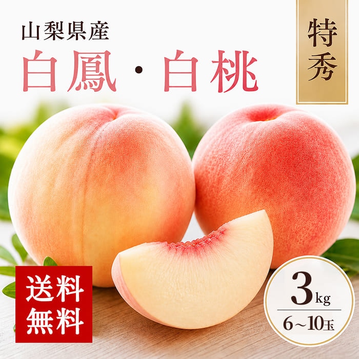 [予約直送]山梨県産 もも 特秀 白鳳・白桃等 約3kg 6～10玉 【綿半お中元】【7月より順次発送】【配送指定日不可】