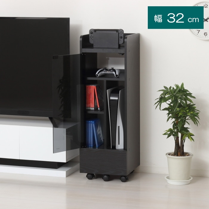 ゲーム機ラック キャスター付き 25241 ブラック (本州四国九州限定)