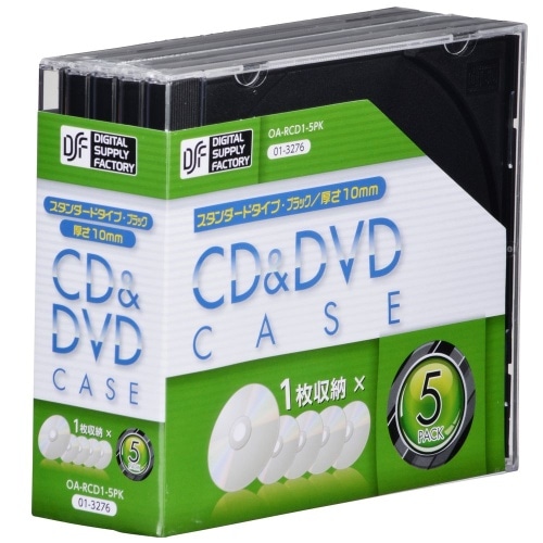 CD＆DVDケース10MM 5Pクロ OA-RCD1-5PK ブラック