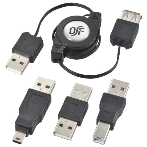 USB変換コネクターセット 伸縮 PC-NUST-K ブラック