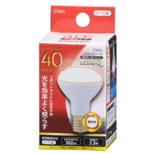 LED電球 レフ E17 3W 電球色 LDR3L-W-E17 A9 ホワイト