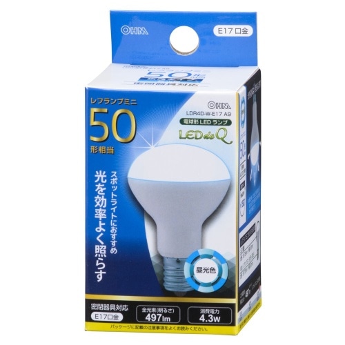 LED電球 レフ E17 4W 昼光色 LDR4D-W-E17 A9 ホワイト