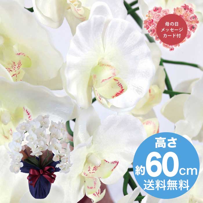 [直送商品]母の日 5/8-10お届け  アーティフィシャルフラワー大輪 胡蝶蘭３本立ち ホワイトイエロー 【配送指定日不可】 (1852-163)