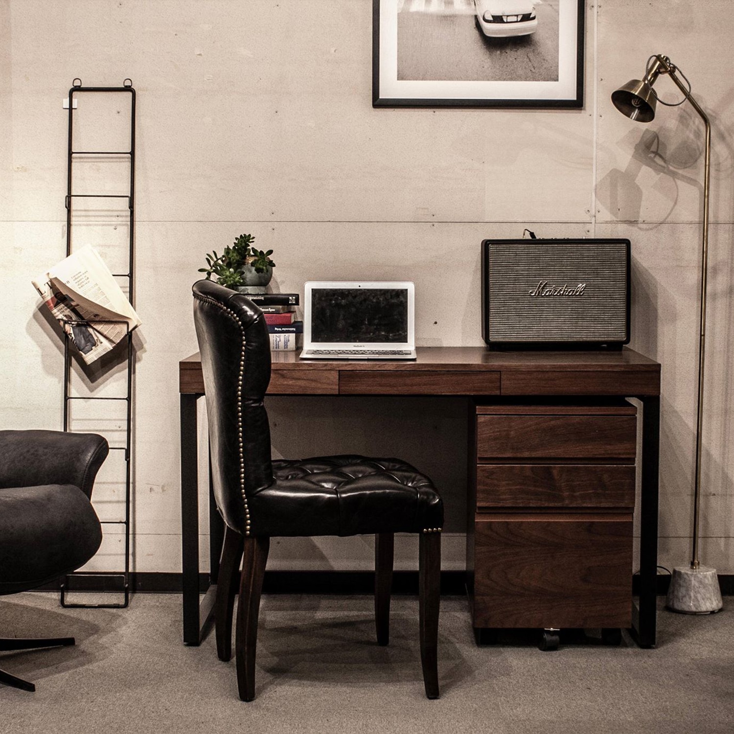 ウォールナット スチール脚デスク・ワゴン | リグナ通常品