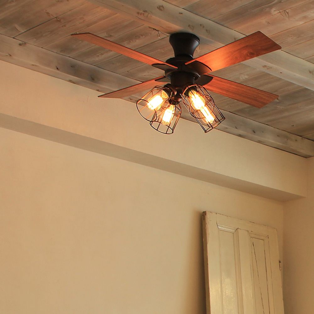 VINTAGE シーリングファン エジソン電球付(4灯)