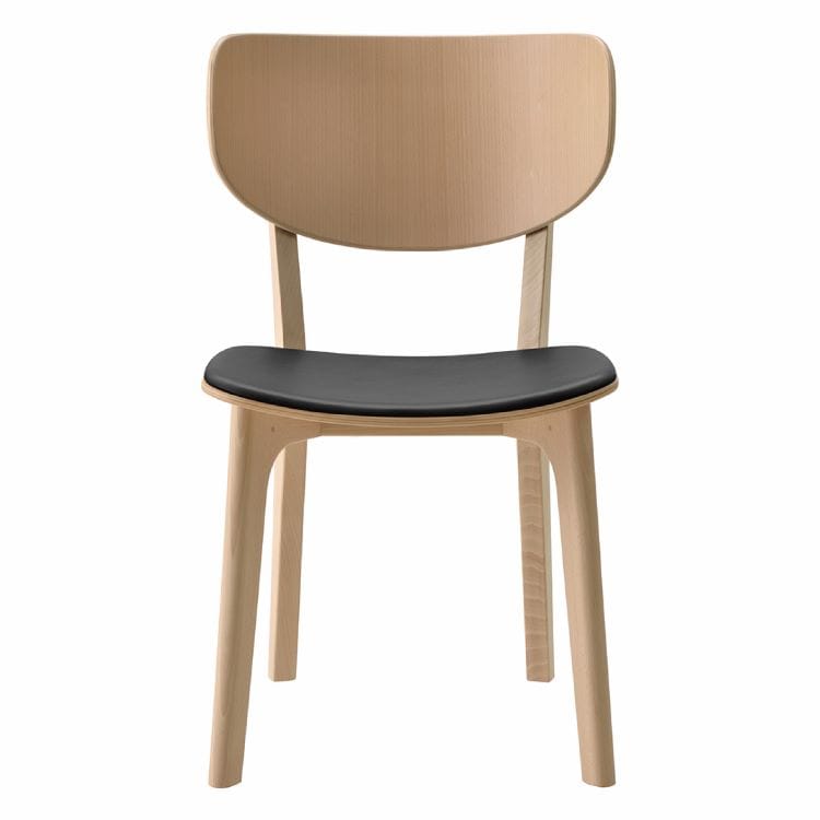 ラウンディッシュ チェア(背板・張座 / ビーチ / ナチュラルホワイト)