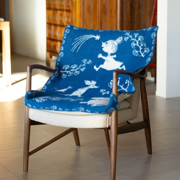 KLIPPAN/クリッパン　ウール　ミニブランケット(ムーミン  ウィンターランド　ディープブルー)