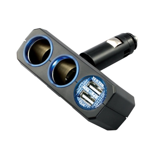 リングライトソケットディレクションツイン＋2口USB4.8A PZ-710 黒