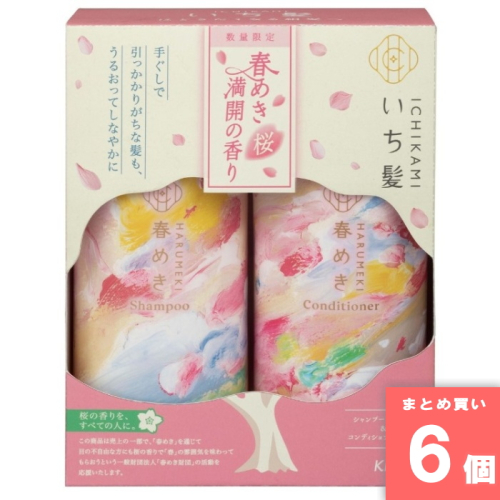 [まとめ買い]【6個セット】いち髪 シャンプー＆コンディショナーペアセット 春めきの香り 480ml＋480g