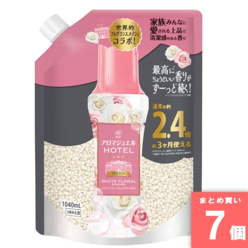 [まとめ買い]【7個セット】レノアアロマジュエル HOTEL ホワイトフローラル＆サボンの香り 詰め替え 特大 1040ml