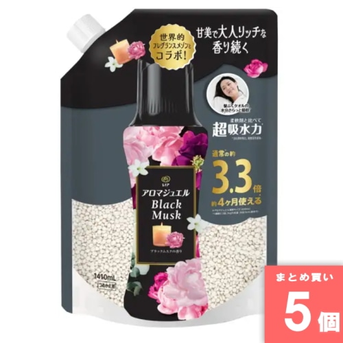 [まとめ買い]【5個セット】レノアアロマジュエル ブラックムスクの香り 詰替用 超特大サイズ 1410ml