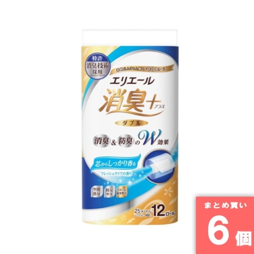 [取寄10][まとめ買い]【6個セット】大王製紙 エリエールトイレット消臭＋ダブル12R シロ [4902011729108]
