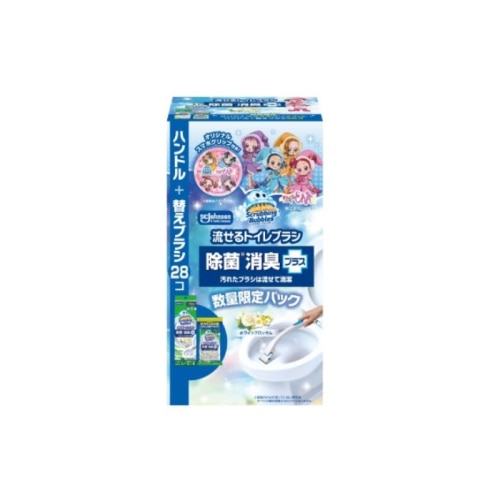 スクラビングバブル流セルトイレブラシホワイトブロッサム本体＆替え28個おジャ魔女どれみコラボパック