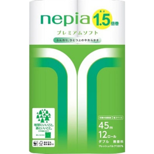 ネピアプレミアムソフトトイレ 1.5倍巻き 45m 12ロール ダブル