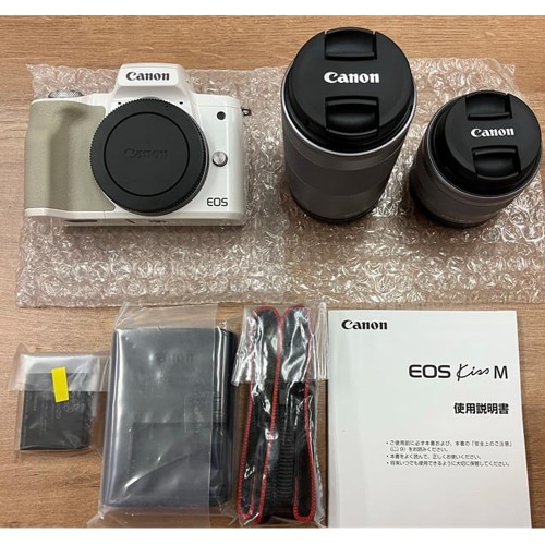 [中古C]EOS Kiss M ダブルズームキット EOSKISSMWHWZK ホワイト