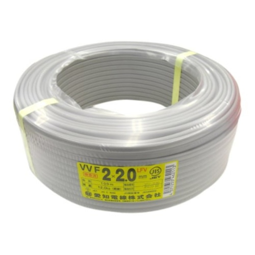 VVFケーブル 2心×2.0mm 灰 100m巻き (JAN：4571253462113)