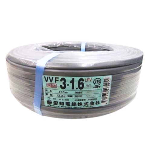 VVFケーブル 3心×1.6mm 灰 100m巻き (JAN：4571253463011)