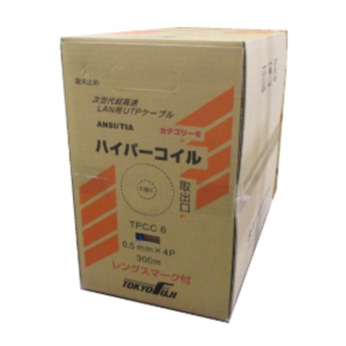 [直送5]TPCC 6 0.5mm×4P 300m 白 ハイパーコイル CAT6 UTP 4Pケーブル【配送日指定不可】