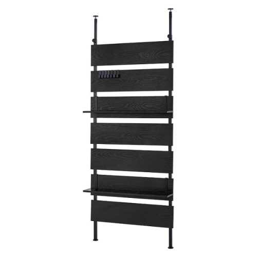 [直送5]突っ張りウォールラック 穴あけなし 簡単取り付け パーテーション 間仕切り 幅80cmタイプ KTR-3148BK ブラック/ブラック