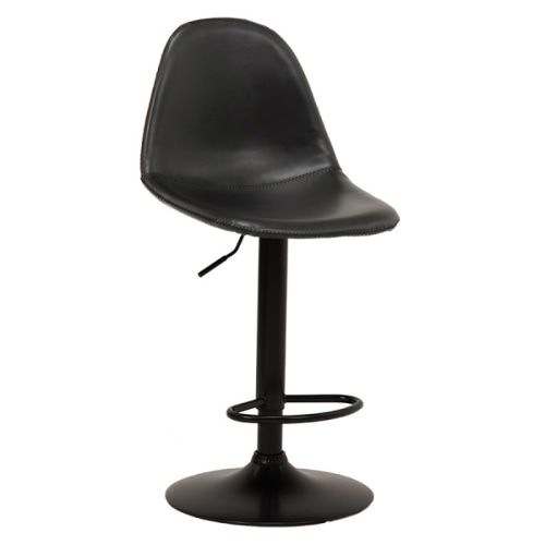 [直送5]お店のようなカフェスペースを。本革調昇降式バーチェア。360度回転式 合成皮革 フットレスト付バーチェア LC-4525BK ブラック