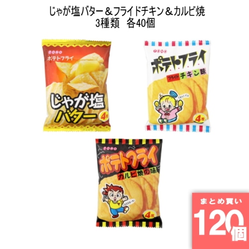 ポテトフライ じゃが塩バター＆フライドチキン＆カルビ焼 各40個 【120個セット】