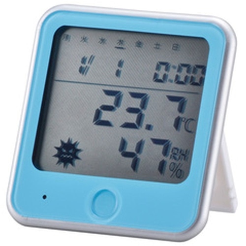 インフルエンザ熱中症注意機能付き 温湿度計 TEM-300-A ブルー