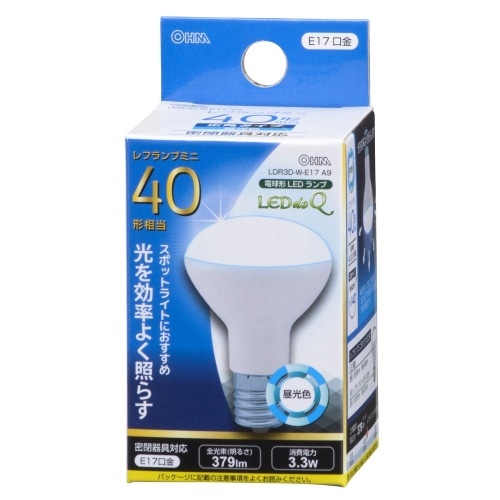 LED電球 レフ E17 3W 昼光色 LDR3D-W-E17 A9 ホワイト