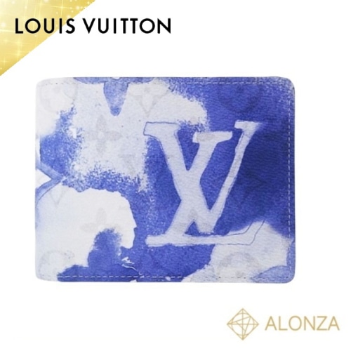 【Sランク】LOUIS VUITTON(ルイヴィトン) ポルトフォイユ ミュルティプル M80458  ウォーターカラー・モノグラム 二つ折り財布