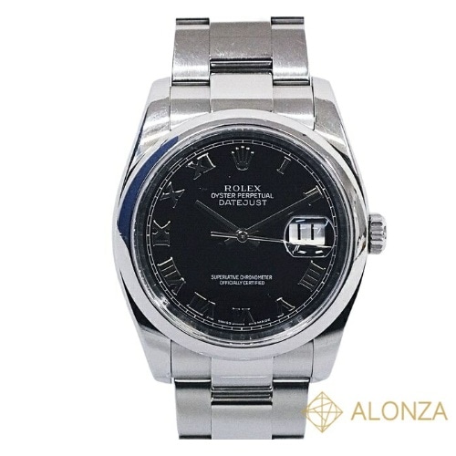 【Bランク】ROLEX(ロレックス) デイトジャスト ブラックローマン 黒文字盤 116200 Z番 メンズ腕時計