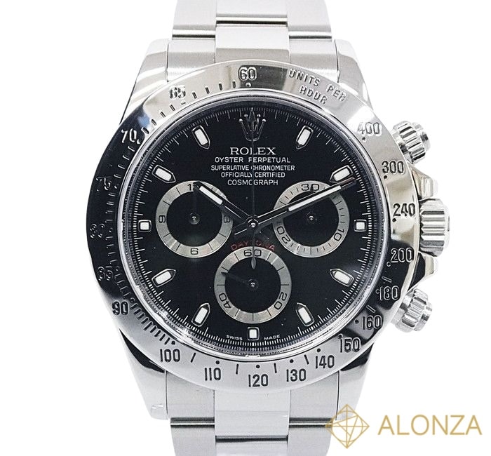 【ABランク】ROLEX(ロレックス) コスモグラフ デイトナ 116520 ブラック V番 梨地バックル メンズ 腕時計