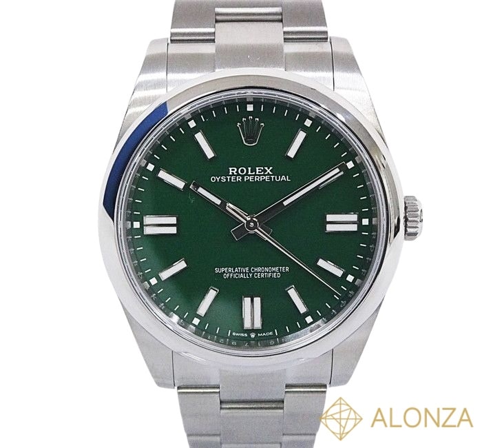 【Nランク】ROLEX(ロレックス) オイスターパーペチュアル41 124300 グリーン文字盤 メンズ腕時計