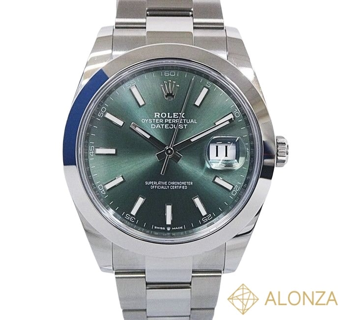 【Nランク】ROLEX(ロレックス) デイトジャスト41 126300 ミントグリーン オイスターブレス メンズ腕時計