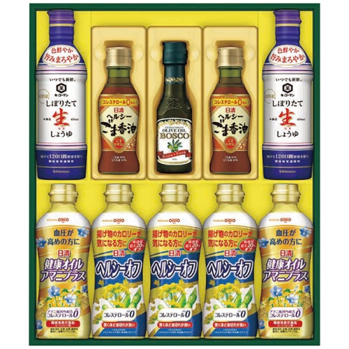 [直送商品]日清オイリオ ヘルシーオイル＆キッコーマン生しょうゆギフト NK-55 (1236-030)