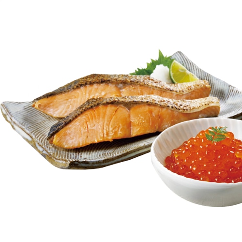 [冷凍][直送商品]網走水産 北海道産 焼鮭切身・いくらセット (1274-042)