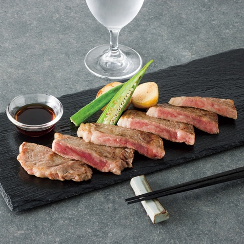 [冷凍][直送商品]萬野和牛 萬野和牛サーロインテーキ3枚＆だし醤油セット (1281-023)