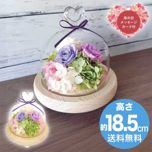 [直送商品]母の日 5/8-10お届け スープ ハートガラスドーム パープル 【配送指定日不可】 (1853-660)